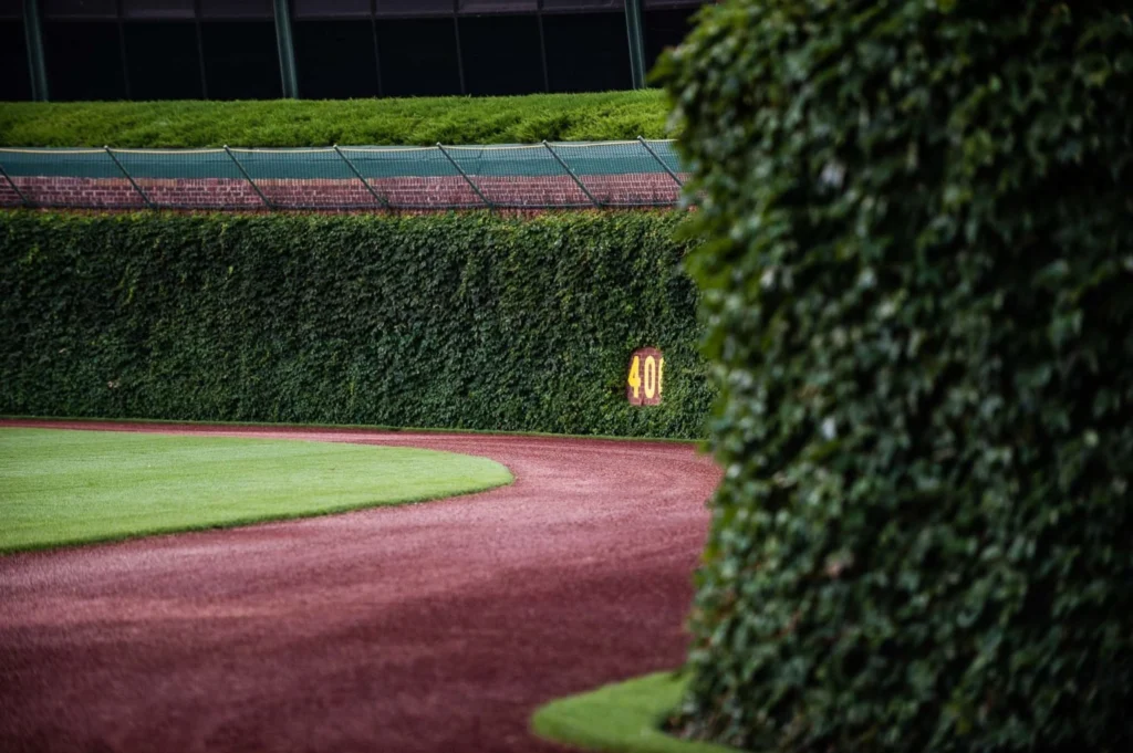 Wrigley Field at sunrise. This image is the opening spread for the book “A Century of Wrigley Field”