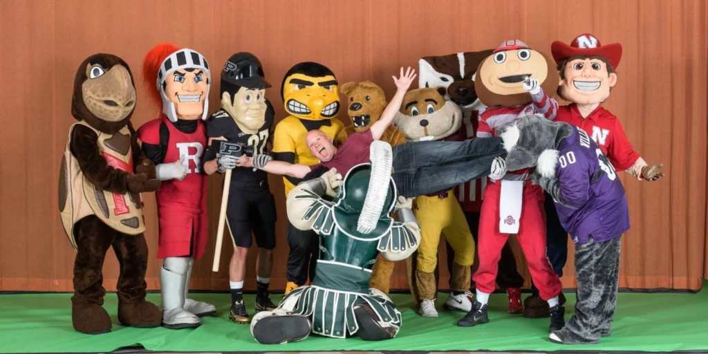 Me posing with the BigTen mascots after photographing them