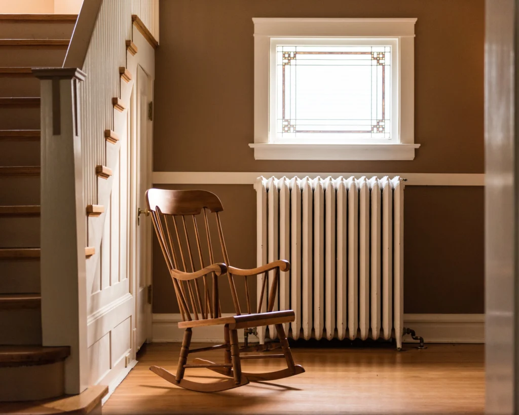 The foyer of the “Bonnie Brae House” with my grandmother’s rocking chair