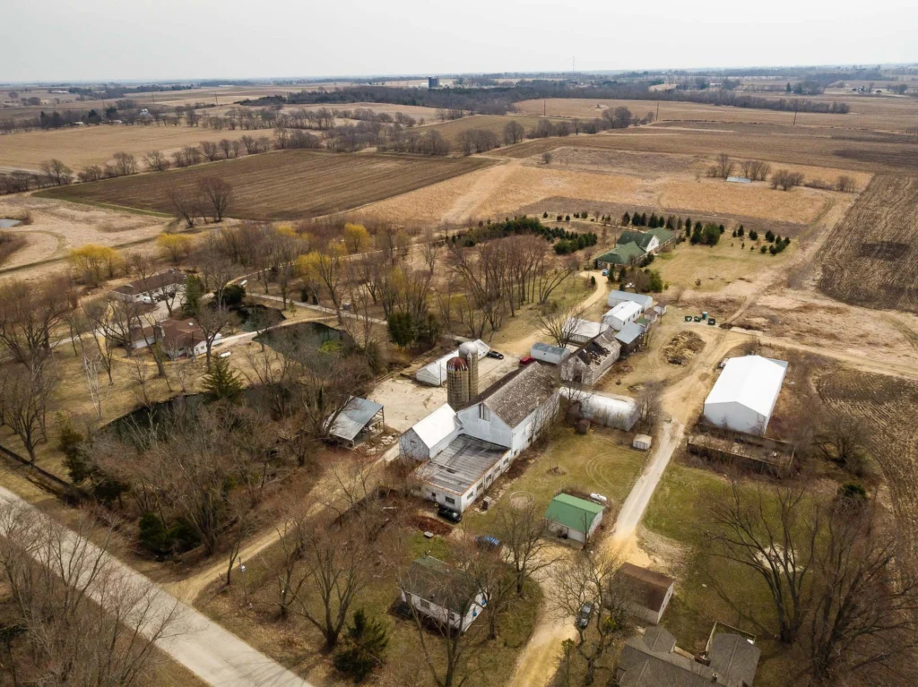 Dhamma Pakasa from the air. Dhamma Hall and Dining Halls at 9:00. Dorm is green roof at 2:00. The real beauty is inside (your head).