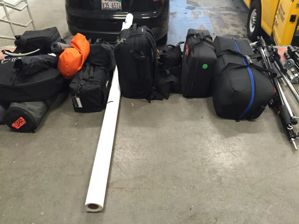 Showing up at the dock for a photo shoot with a bit of gear.