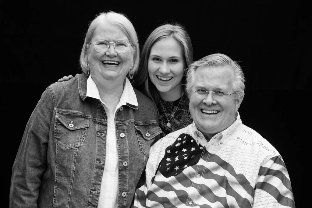 Maggie with my parents at her graduation party.