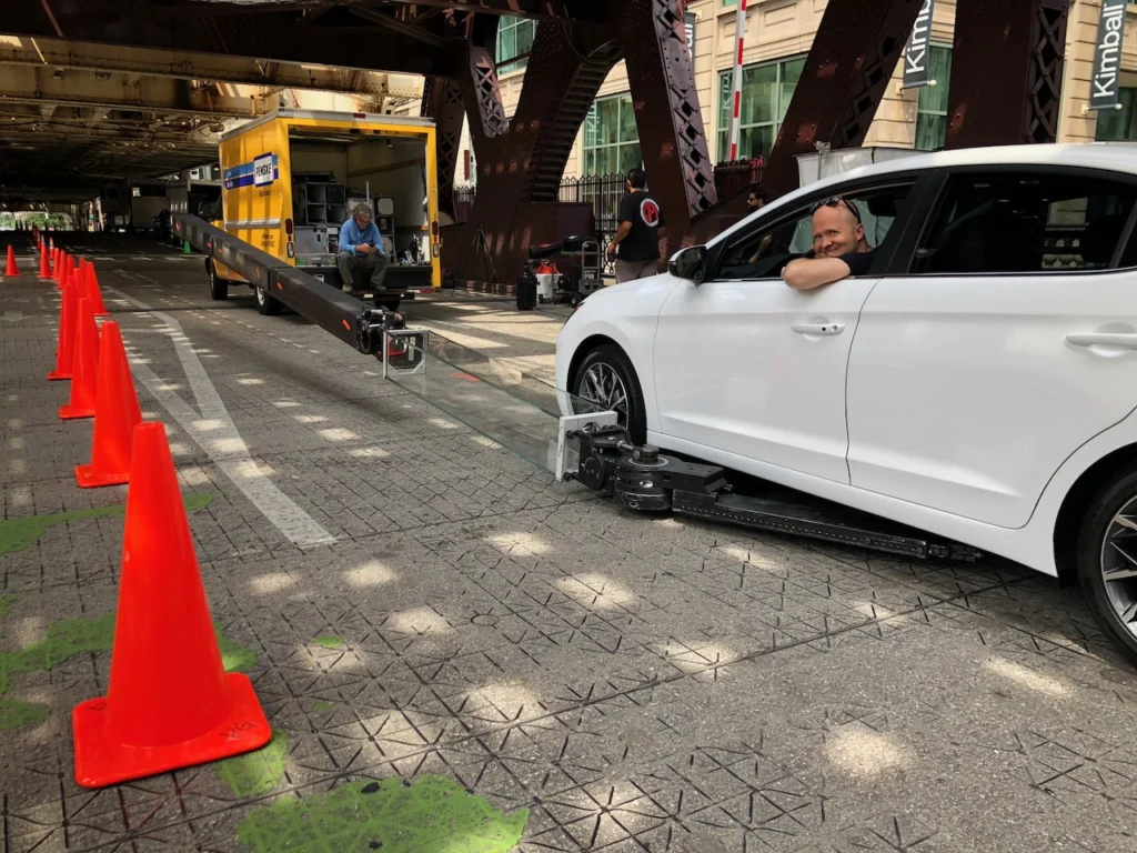 Me as a “Precision Driver” on set shooting a Hyundai ad. (The camera was at the end of that big arm.) It was here I met somebody who gave me some great advice about psychedelics.