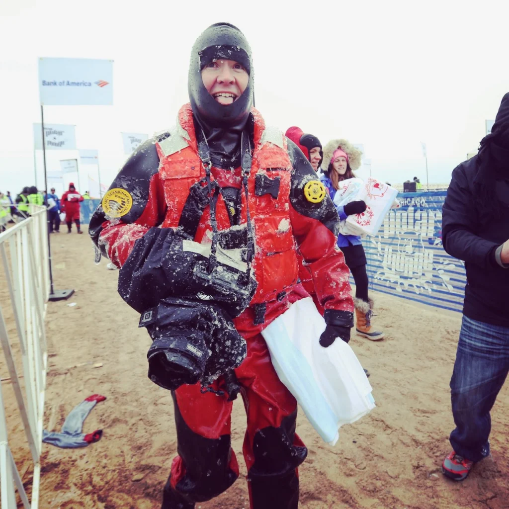 Me, after 90 minutes in 33º Lake Michigan water for the Polar Plunge.
