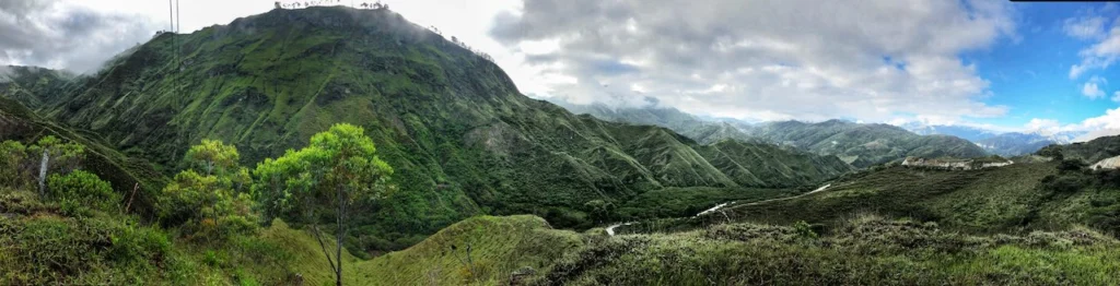 A pano showing the setting for the retreat center, which was down in the valley to the left of center.