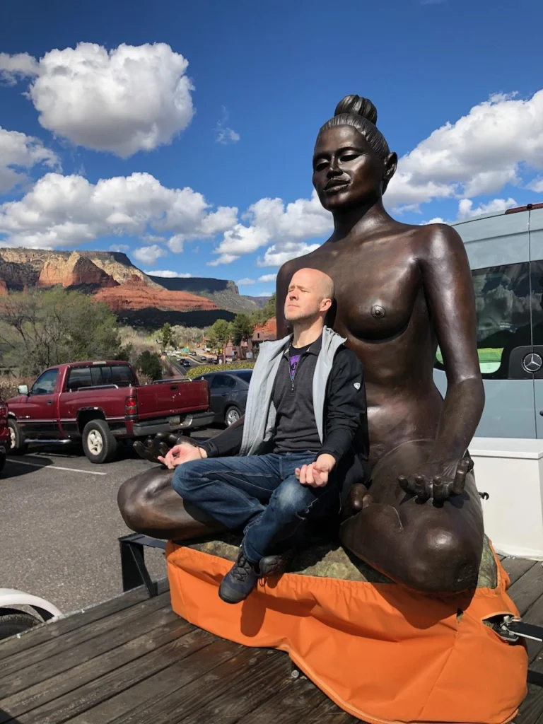 Meditating on one of several statues of Shakti commissioned by a tech founder I met in an artist’s studio