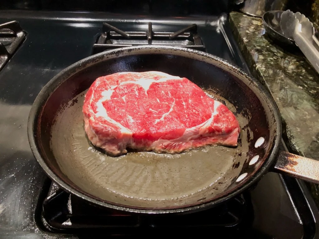 Cooking up a tasty, nutritious ribeye for breakfast