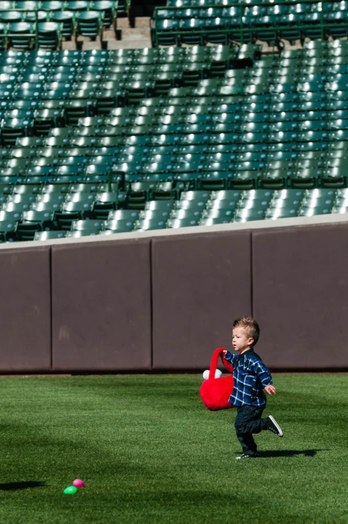 Pre-game Easter Egg Roll for players' children at Wrigley Field.