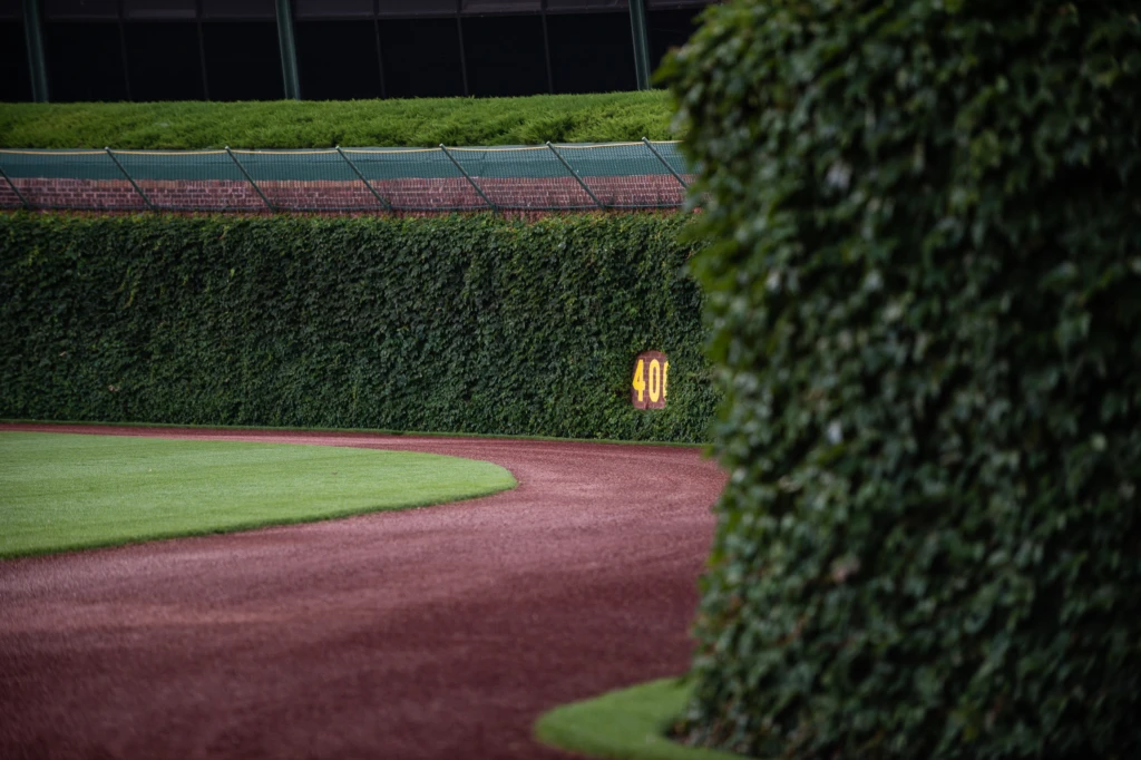 Wrigley Field at sunrise on July 13, 2013. This image is the opening spread for the book "A Century of Wrigley Field".