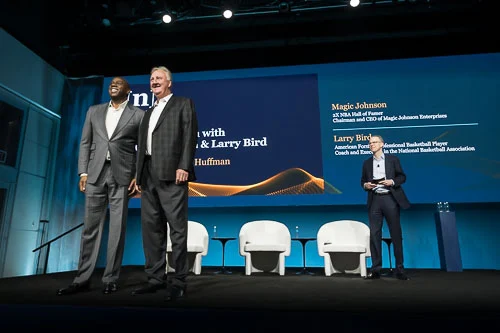 Magic Johnson & Larry Bird fireside chat and candids, Nuveen