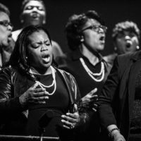 Members of the Fellowship Chicago's Grammy Award wining gospel choir perform during Sunday service.